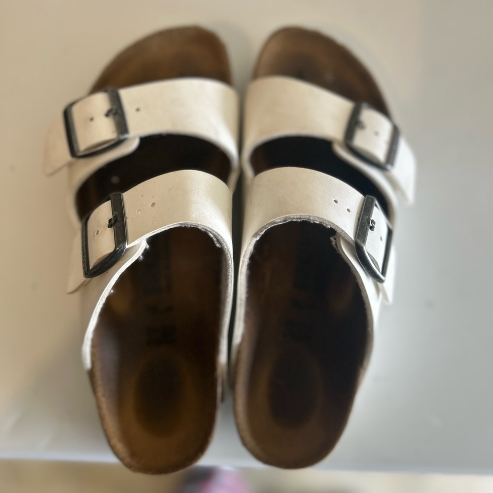 White Double Strap Birkenstock Sandal Used - please see pics for condition